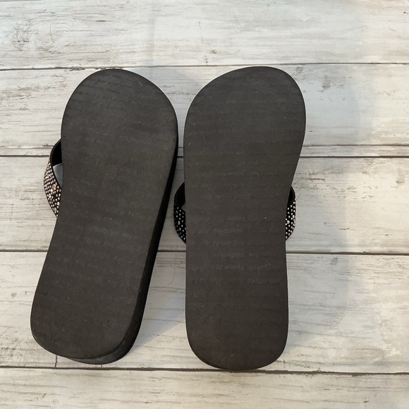 Yellow Box Black Sandals with Rhinestone Accents - Picture 4 of 5